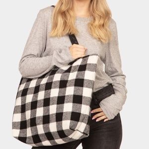 Buffalo Plaid Tote Bag Black and White